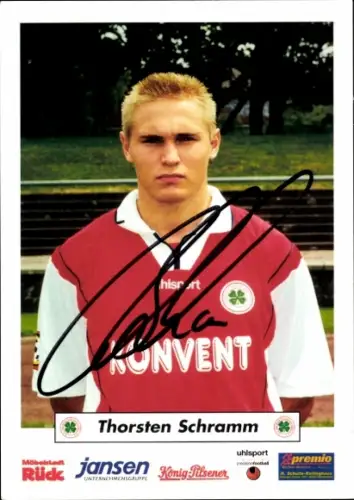 Autogrammkarte Fußballer Thorsten Schramm, Rot Weiß Oberhausen, Autogramm