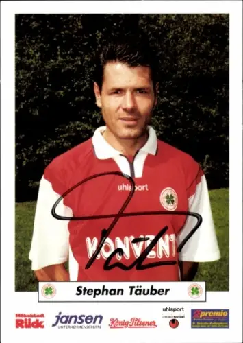 Autogrammkarte Fußballer Stephan Täuber, Rot Weiß Oberhausen, Autogramm