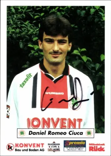 Autogrammkarte Fußballer Daniel Romeo Ciuca, Rot Weiß Oberhausen, Autogramm