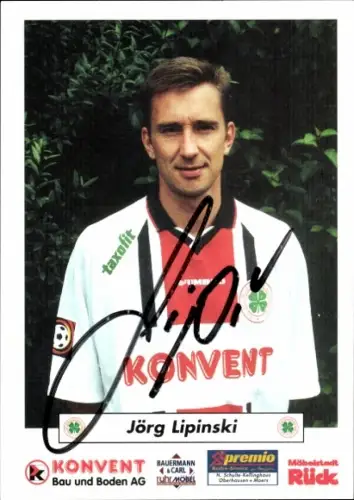 Autogrammkarte Fußballer Jörg Lipinski, Rot Weiß Oberhausen, Autogramm