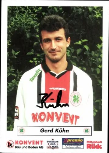 Autogrammkarte Fußballer Gerd Kühn, Rot Weiß Oberhausen, Autogramm