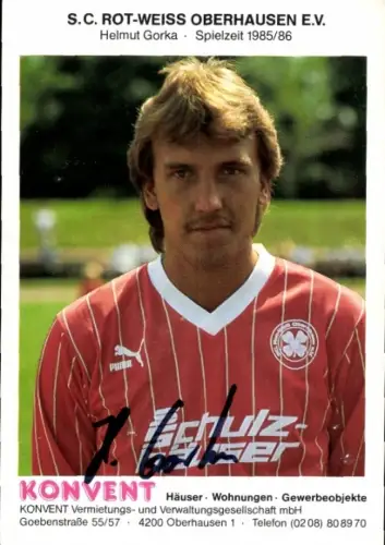Autogrammkarte Fußballer Helmut Gorka, Rot Weiß Oberhausen, Autogramm