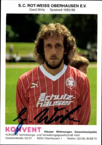 Autogrammkarte Fußballer Gerd Wirtz, Rot Weiß Oberhausen, Autogramm