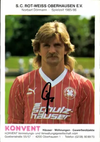 Autogrammkarte Fußballer Norbert Dörmann, Rot Weiß Oberhausen, Autogramm