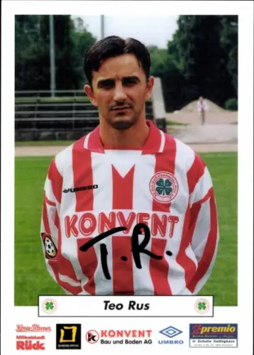 Autogrammkarte Fußballer Teo Rus, Rot Weiß Oberhausen, Autogramm