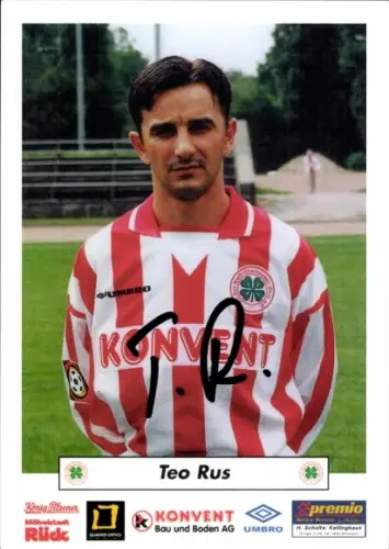 Autogrammkarte Fußballer Teo Rus, Rot Weiß Oberhausen, Autogramm