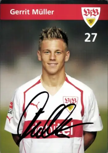 Autogrammkarte Fußballer Gerrit Müller, VfB Stuttgart, Autogramm