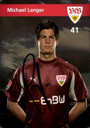 Autogrammkarte Fußballer Michael Langner, VfB Stuttgart, Autogramm