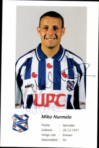 Autogrammkarte Fußballer Mika Nurmela, SC Heerenveen, Autogramm