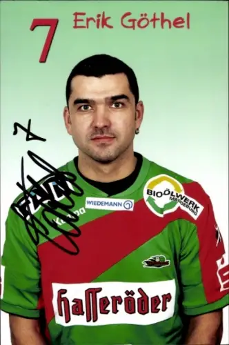 Autogrammkarte Handballer Erik Göthel, Gladiators Magdeburg, Autogramm