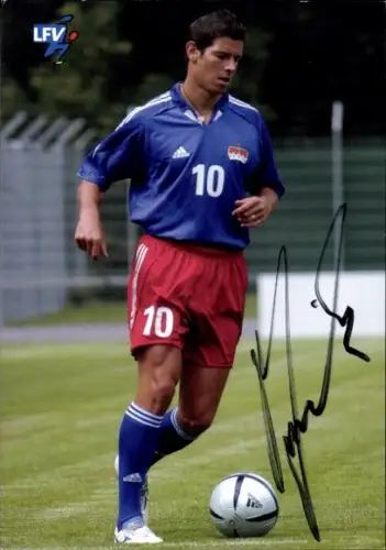 Autogrammkarte Fußballer Mario Frick, Liechtensteiner Fußballverband, Autogramm
