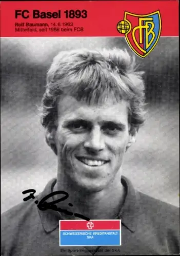 Autogrammkarte Fußballer Rolf Baumann, FC Basel, Autogramm
