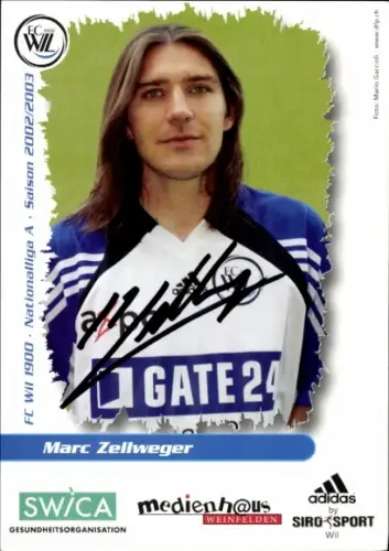Autogrammkarte Fußballer Marc Zellweger, FC Wil, Autogramm