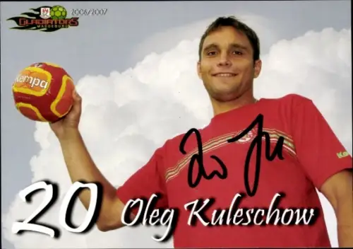 Autogrammkarte Handballer Oleg Kuleschow, SC Magdeburg Gladiators, Autogramm