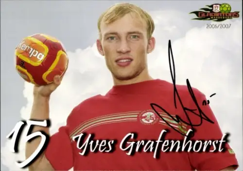 Autogrammkarte Handballer Yves Grafenhorst, SC Magdeburg Gladiators, Autogramm
