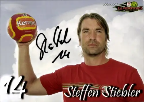 Autogrammkarte Handballer Steffen Stiebler, SC Magdeburg Gladiators, Autogramm