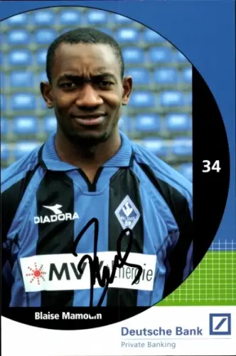Autogrammkarte Fußballer Blaise Mamoum, SV Waldhof Mannheim 07, Autogramm