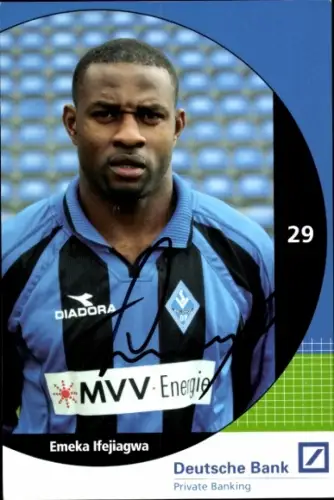 Autogrammkarte Fußballer Emeka Ifejiagwa, SV Waldhof Mannheim 07, Autogramm