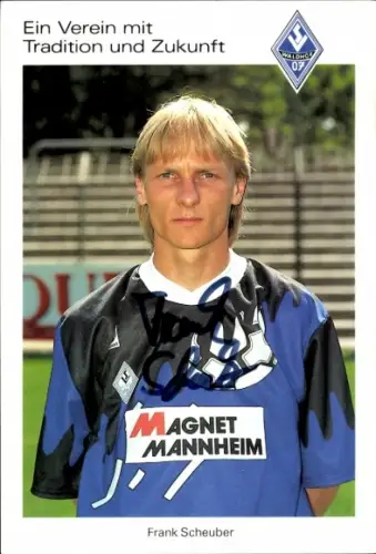 Autogrammkarte Fußballer Frank Scheuber, SV Waldhof Mannheim 07, Autogramm