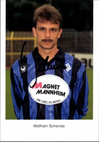 Autogrammkarte Fußballer Wolfram Schanda, SV Waldhof Mannheim 07, Autogramm