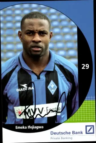 Autogrammkarte Fußballer Emeka Ifejiagwa, SV Waldhof Mannheim 07, Autogramm