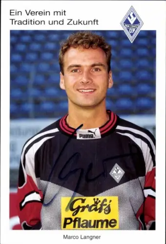 Autogrammkarte Fußballer Marco Langner, SV Waldhof Mannheim 07, Autogramm