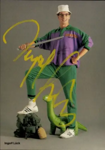 Autogrammkarte Moderator Ingolf Lück, Portrait, Autogramm