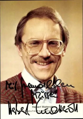 Autogrammkarte Moderator Herbert Watterott, Portrait, Autogramm