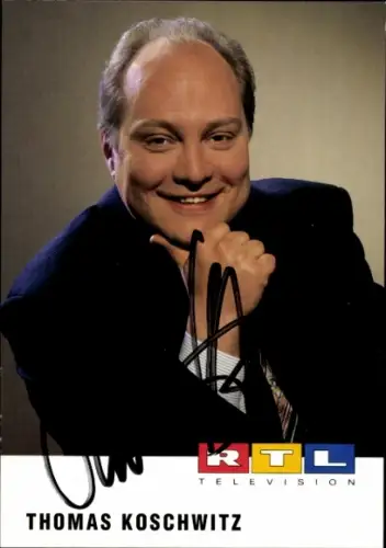 Autogrammkarte Moderator Thomas Koschwitz, Portrait, Autogramm