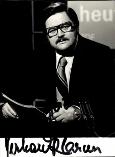 Ak Nachrichtensprecher Gerhard Klarner, ZDF, Autogramm