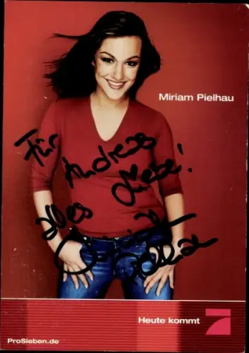 Autogrammkarte Moderatorin Miriam Pielhau, Portrait, Autogramm