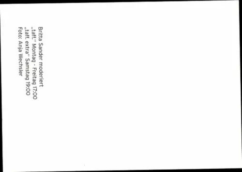 Autogrammkarte Moderatorin Britta Sander, Portrait, Autogramm