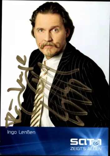 Autogrammkarte Fernsehanwalt Ingo Lenßen, Portrait, Autogramm