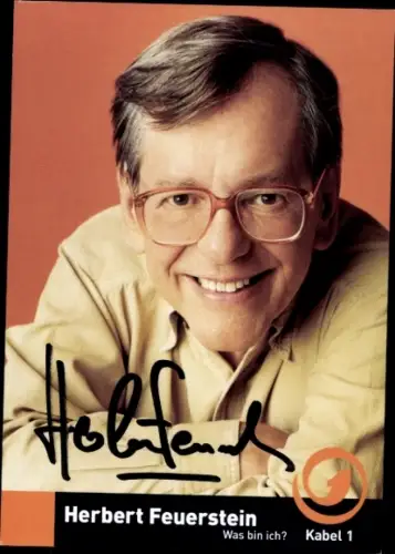 Autogrammkarte Moderator Herbert Feuerstein, Portrait, Autogramm