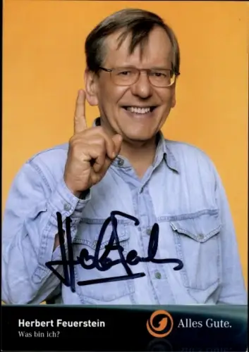 Autogrammkarte Moderator Herbert Feuerstein, Portrait, Autogramm