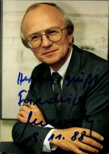 Autogrammkarte Moderator Friedrich Nowottny, Portrait, Autogramm