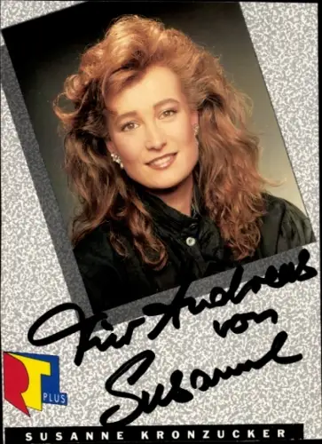 Autogrammkarte Moderatorin Susanne Kronzucker, Portrait, Autogramm