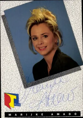Autogrammkarte Moderatorin Marijke Amado, Portrait, Autogramm