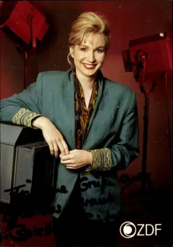 Ak Schauspielerin Babette Einstmann, Portrait, ZDF, Die Knoff-hoff-Show, Autogramm
