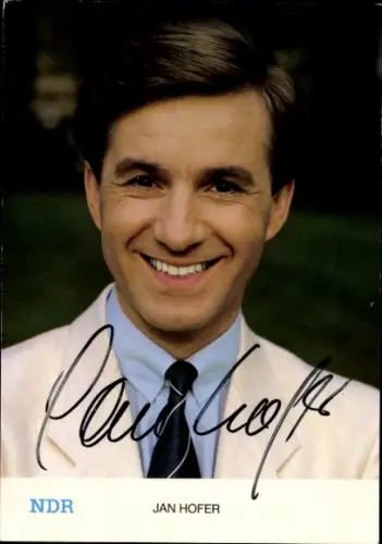 Autogrammkarte Moderator Jan Hofer, Portrait, Autogramm