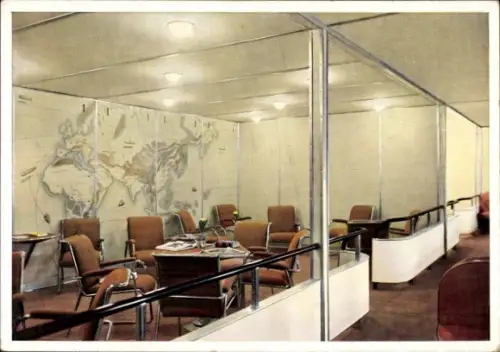 Ak Gesellschaftsraum im Luftschiff Hindenburg, Zeppelin, Innenansicht