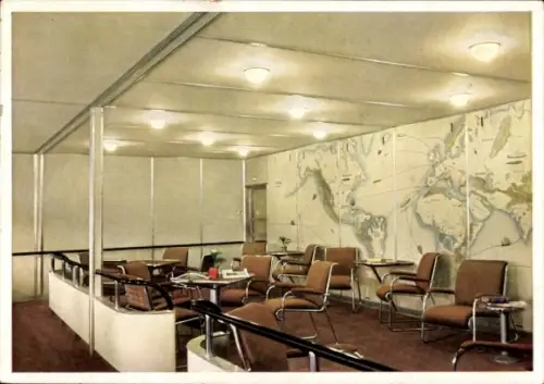 Ak Gesellschaftsraum im Luftschiff Hindenburg, Zeppelin LZ 129, No. 1