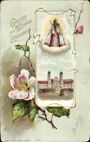 Litho Einsiedeln Kanton Schwyz Schweiz, Kloster Maria Einsiedeln, Gnadenbild