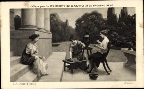 CPA Reklame, Offert par le Phospho Cacao, La Peinture