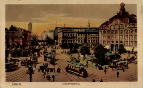 Ak Berlin Mitte, Alexanderplatz, Straßenbahn