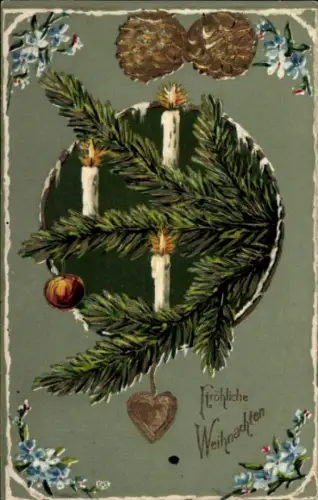 Präge Ak Frohe Weihnachten, Tannenzweig