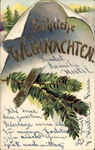 Präge Ak Frohe Weihnachten, Tannenzweig