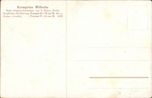 Ak Kronprinz Wilhelm, Portrait in Uniform, Eisernes Kreuz