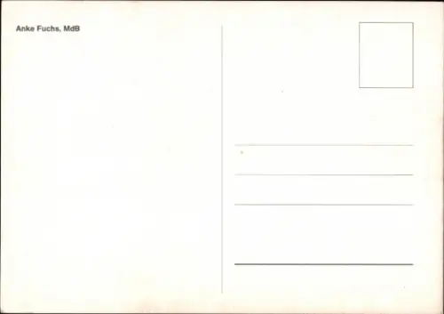 Foto Politikerin Anke Fuchs, SPD, Autogramm
