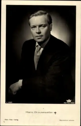 Ak Schauspieler Hans Brausewetter, Portrait, Krawatte, Anzug